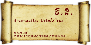 Brancsits Urbána névjegykártya